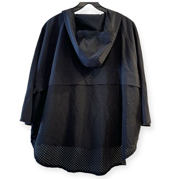 Without Walls Black Oversized Perforated Windbreaker Hoodie Jacket Size XS/S - Picture 2 of 7